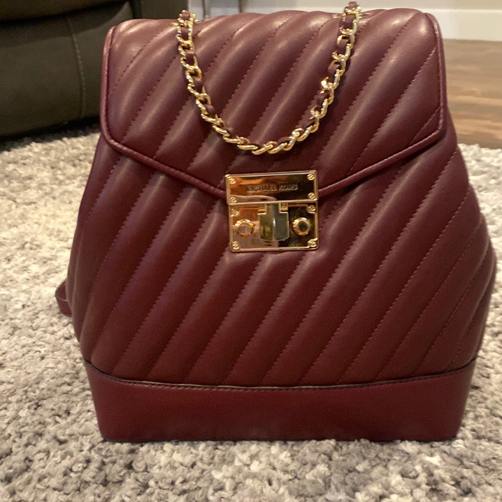Burgundy Quilted Coach Purse Back Pack Style